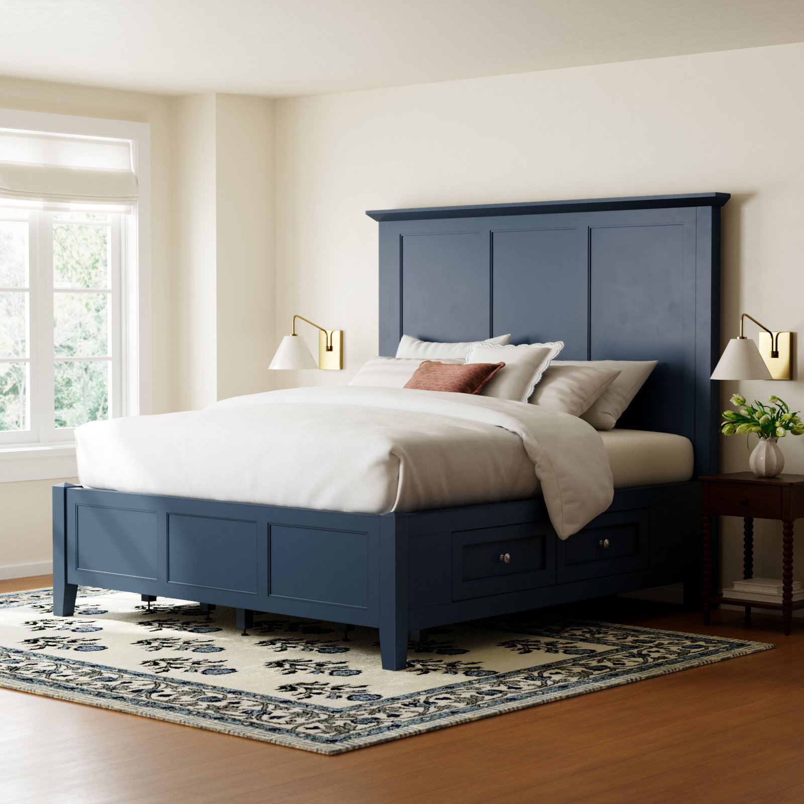 Renee Storage Platform Bed, Full / Double, Blueberry