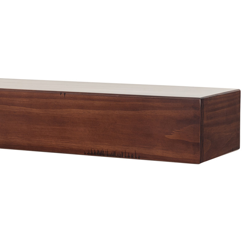 Dakota 48" Burnt Sienna Stain Floating Pine Wood Fireplace Mantel Shelf with Hand-Distressing - Mounting Hardware Included