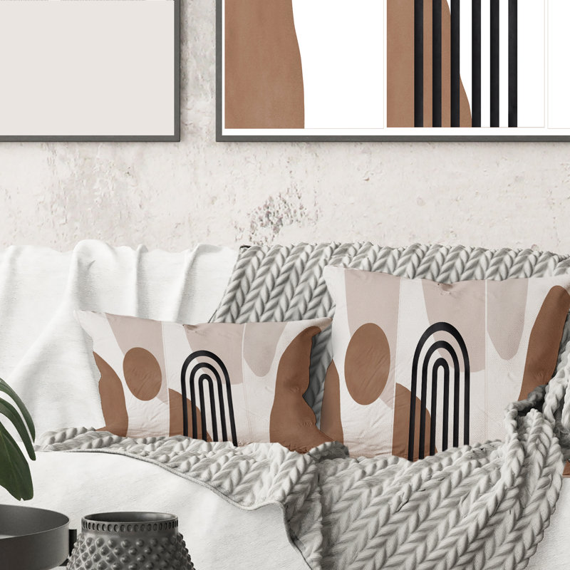 Rectangle, formes abstraites en terre cuite et formes ivoires II - Coussin décoratif imprimé moderne