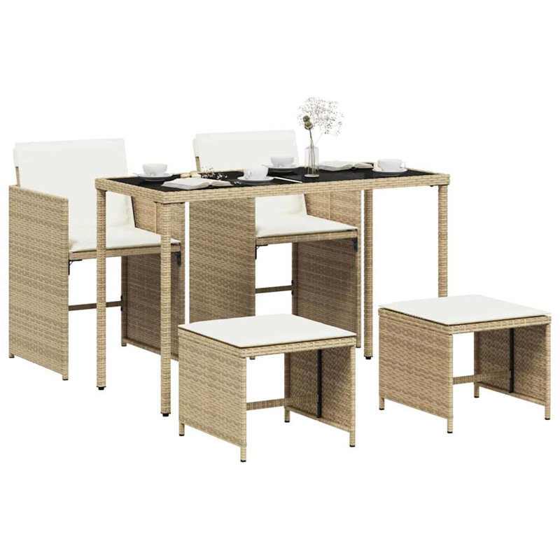 Patio Dining Set Table,, Cream White, Beige