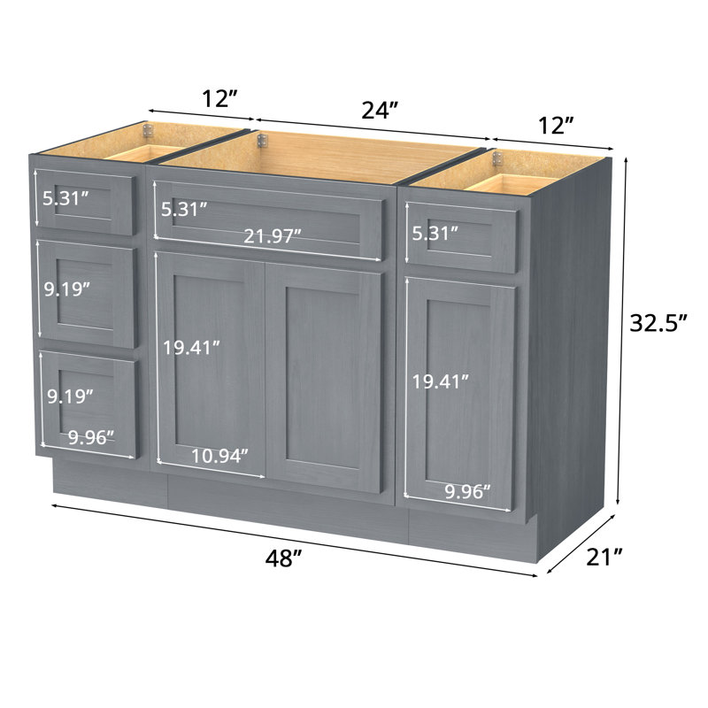 Base de meuble-lavabo simple 48 po seulement, Argent