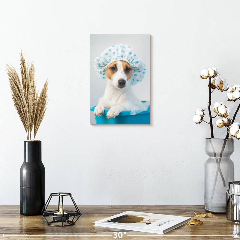 Ketti Terrier In Blue Bath, 12" H x 8" W