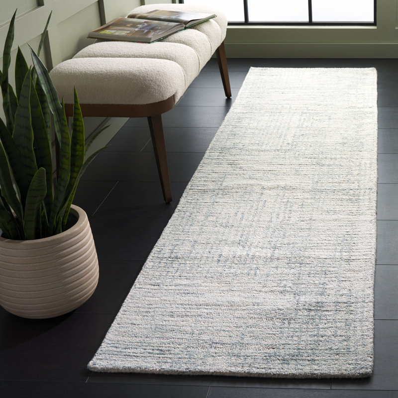 Ebony 926 Hand Tufted Wool/Cotton Abstract Rug in Gray/Ivory, Runner 2'3" x 9'
