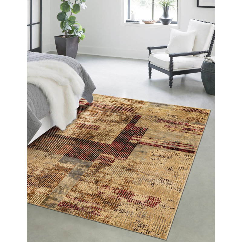 Tapis brun / rouge Knowle, Rectangle 4 pi x 6 pi