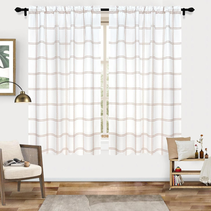 Chinani Semi Sheer Curtain Pair, 52" W x 84" L, Khaki