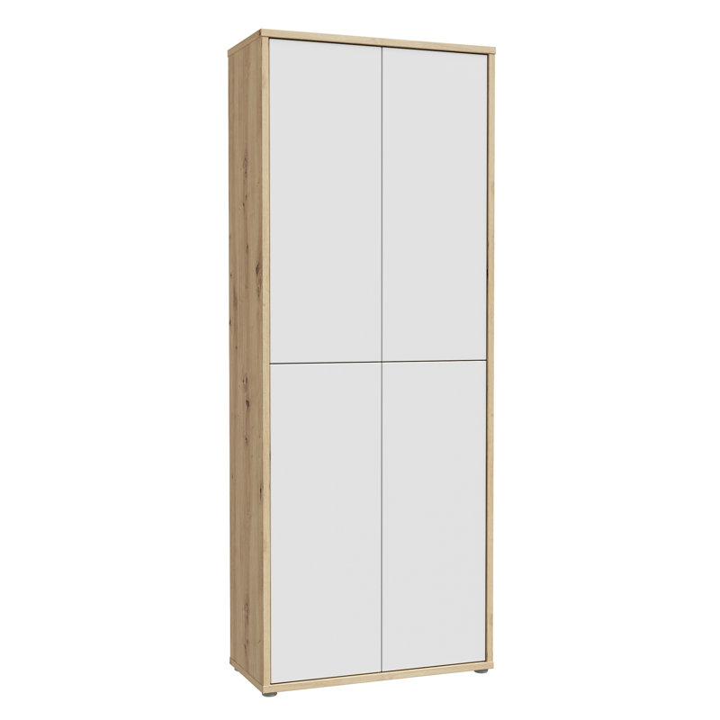 24 Pair Shoe Storage Cabinet, Grey/Oak Wood