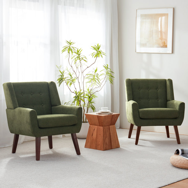 Upholstered Armchair, Green