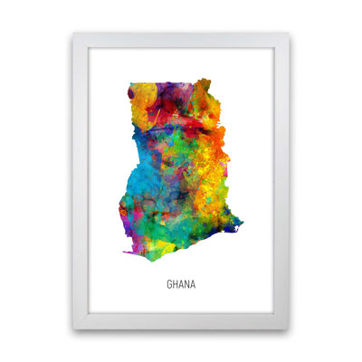 Ghana Watercolour Map by Michael Tompsett - 1 Piece Wall Art