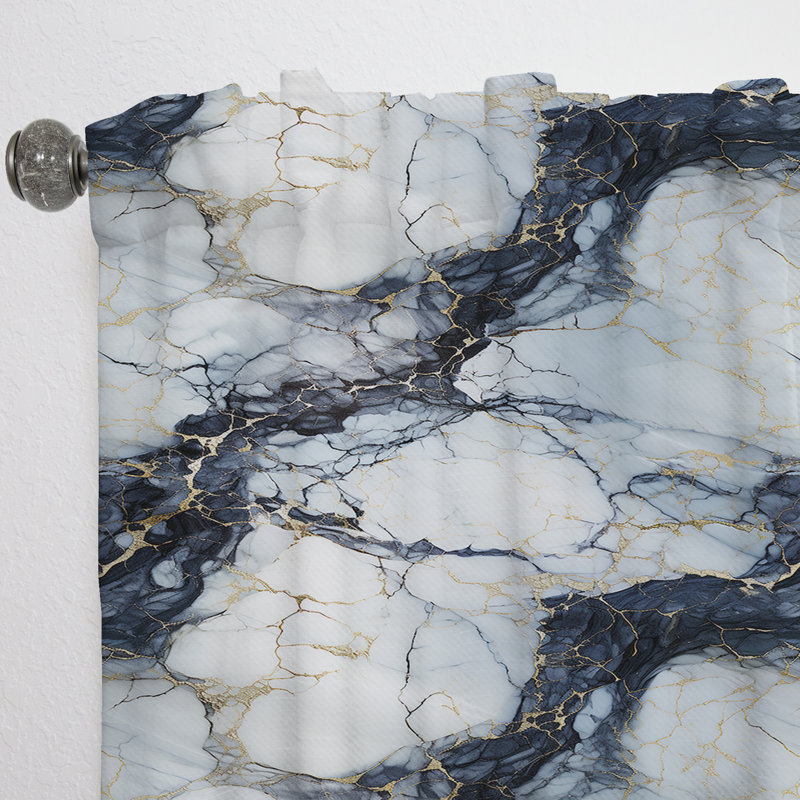 Gold Timeless Marble Classic Delights IV - Abstract Marble Curtain - Velvet Room Darkening - 1 Panel, 52" W x 95" L