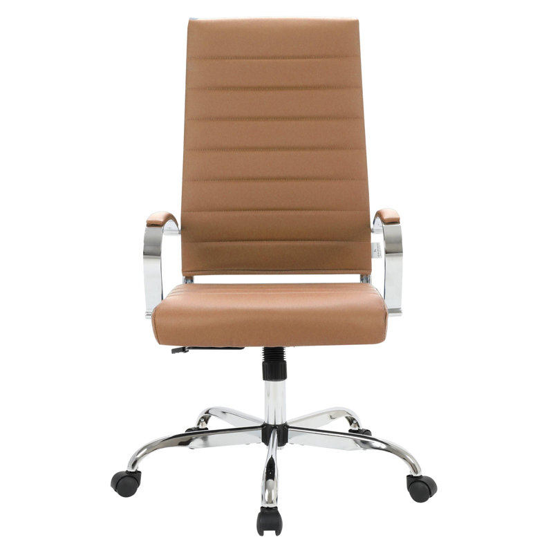 Mulkey High-Back Leather Executive Office Chair – Adjustable Swivel Desk Chair for Computer, Conference, or Home Office Use