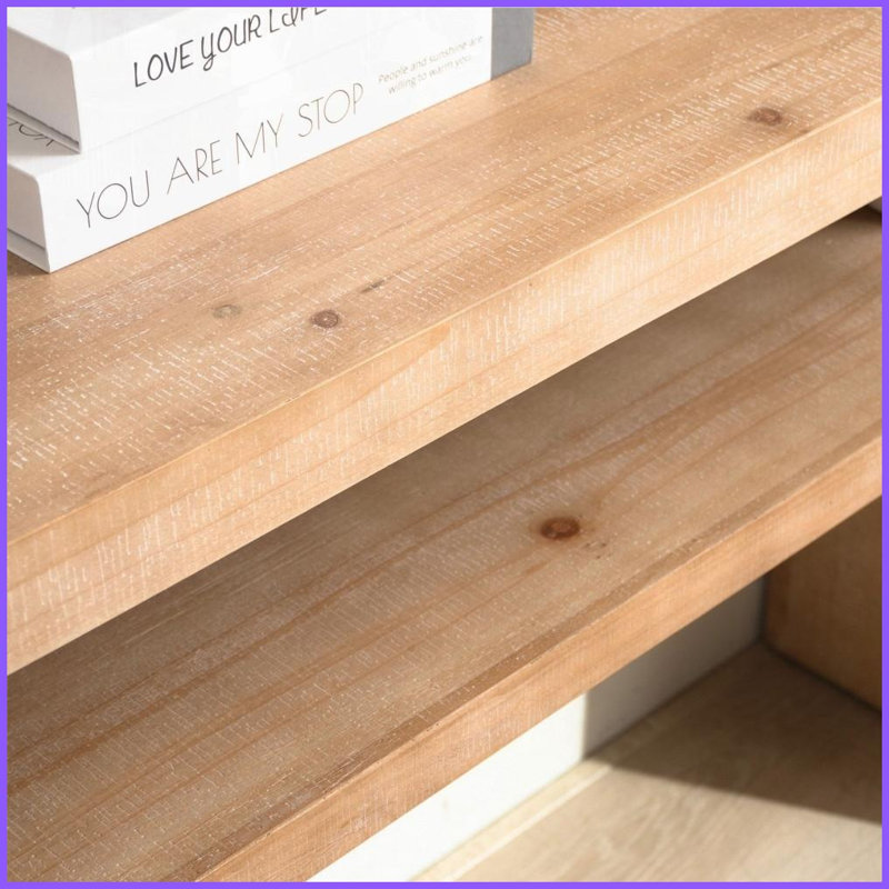 Table basse rustique en bois naturel 59 po - Console peu encombrante pour couloir / salon avec tablette ouverte