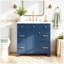 Meuble-lavabo sur pied 36 po avec lavabo en céramique, structure en bois massif, portes à fermeture en douceur, 3 tiroirs avec tiroir à double profondeur, tablettes réglables, bleu