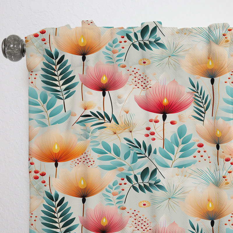 Très doux motif tropical vert et rose - Rideau floral - Rideau obscurcissant - 1 panneau, 52" W x 95" L