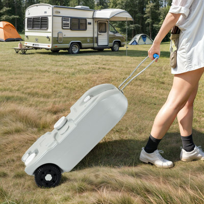 Edrosie Inc 40L Portable Gray Water Tank with Large Wheels and Solid Handle, Gray