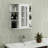 Mirror Bathroom Cabinet Wall Mounted - 6 Open Shelves, 3 Adjustable, Painting White With Modern Design
