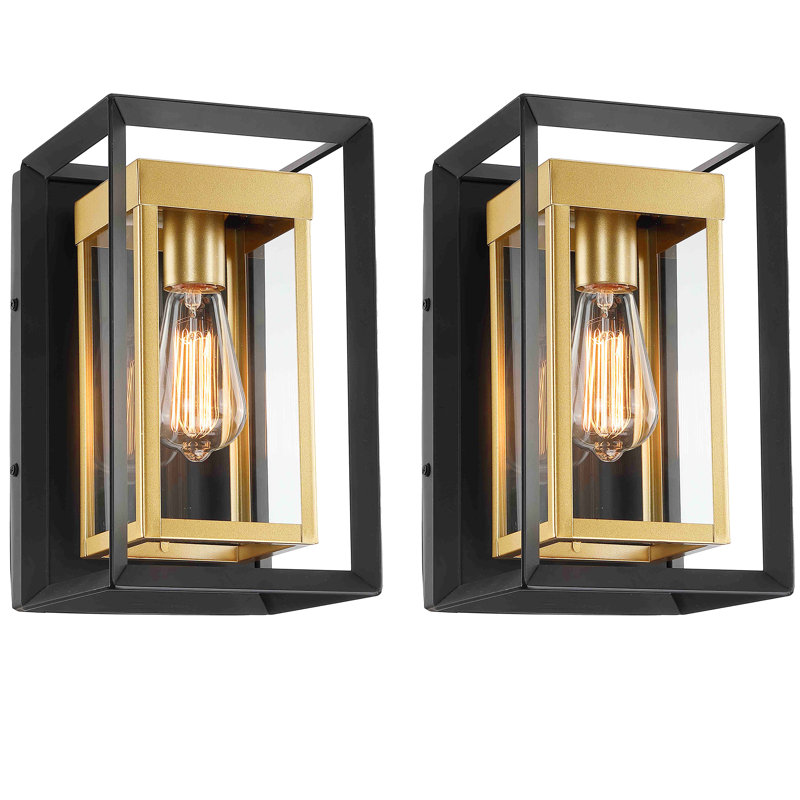 Deshwana Gold/Matte Black 30cm H Outdoor Wall Lantern