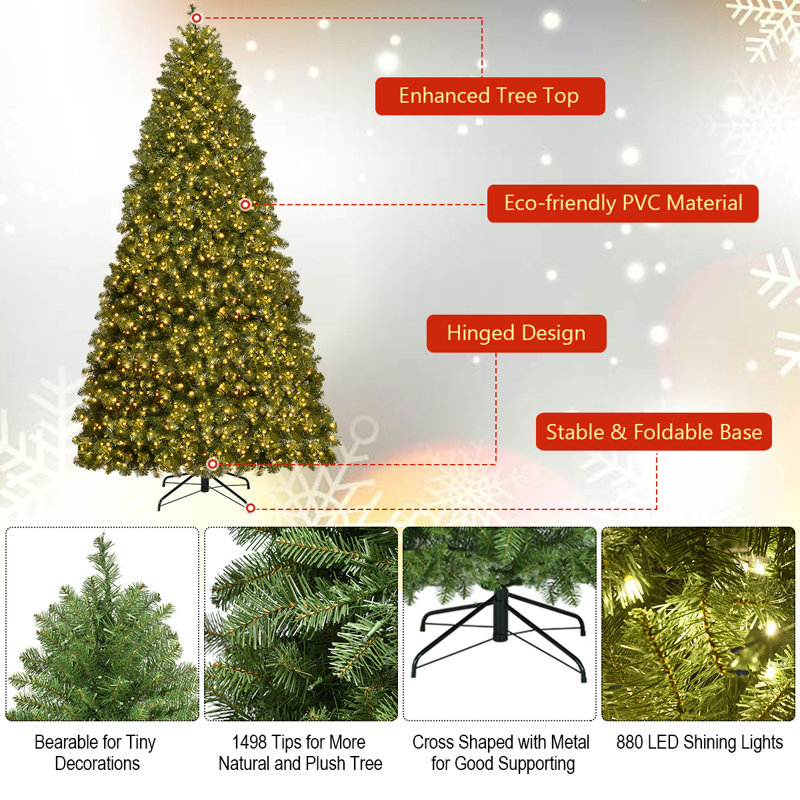 Arbre de Noël vert avec lumières, 8 pi