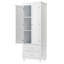 Grande armoire de rangement blanche avec deux tiroirs pour la salle de bain ou le bureau, maximisant l'espace et l'organisation