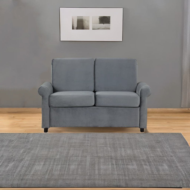 Canapé-lit en velours de 57,4 po Adrianno, Velours gris