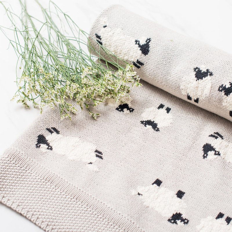 Sheep Knitted Throw Blanket