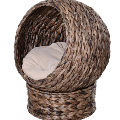 Lit surélevé pour chat avec coussin moelleux, panier de chaise d'œuf, H 23,5 po, gris, pour les chats d'intérieur, coussin surélevé, gris