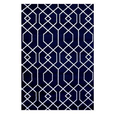Tapis bleu à motif abstrait Friedegund
