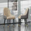 Round Dining Table And 4 Chairs Set, 5pcs Dining Room Sets For Restaurant Kitchen Office, 2-4 Seaters Marble Table And Light Khaki Microfiber Silicone Leather Kitchen Chairs Set Of 4-411165571-411165598