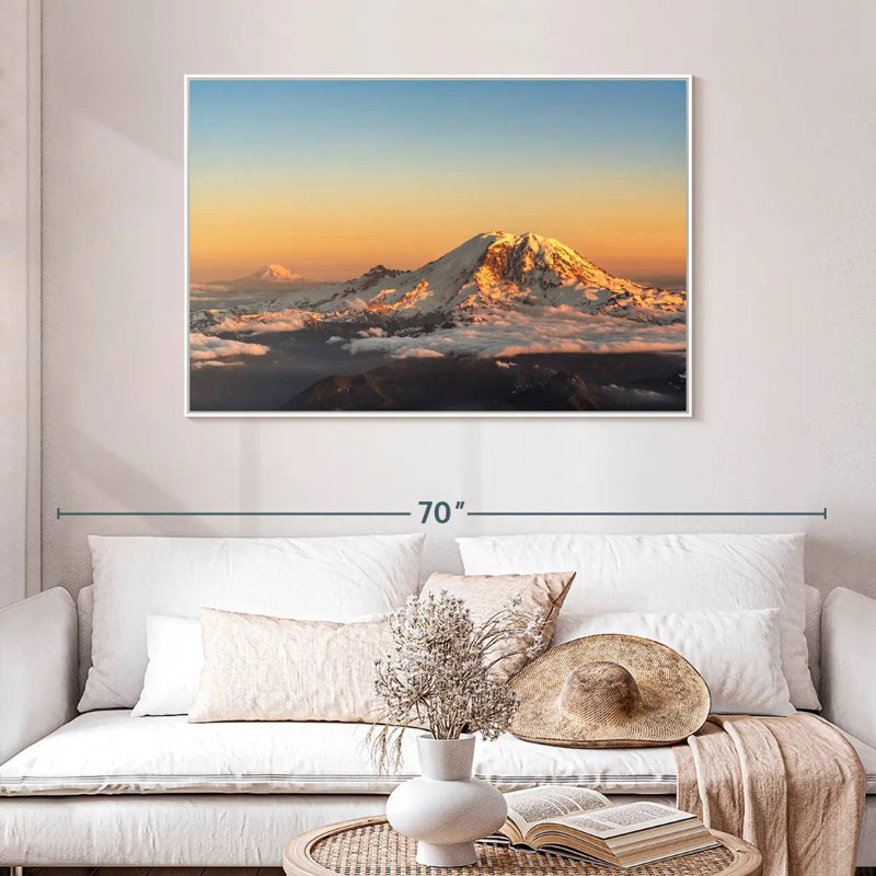 Winter Cascade Range, Floating Frame White, 46" X 31"