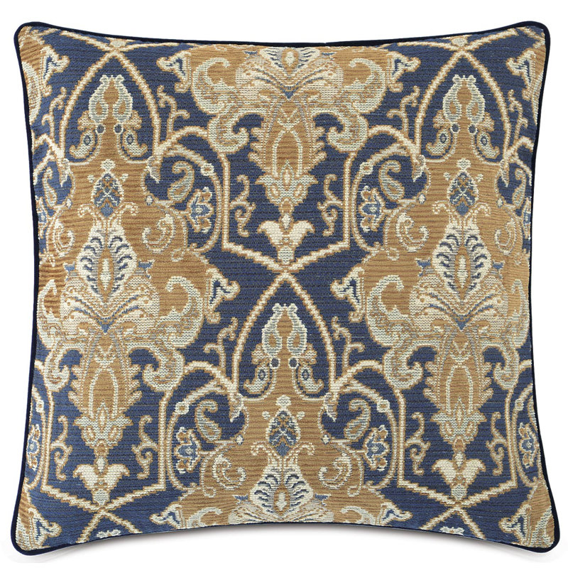 Arthur Damask Reversible Throw Pillow, 22"H x 22"W x 2"D, Faux Down