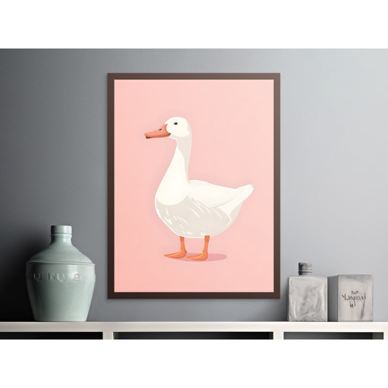 Goose Veras, Framed Art, Farm Animal Decor, Nursery Art, Cute Wall Decor, Kids Room Art, Available in Sizes, Pink Veras