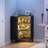 L-shaped Corner Display Case With Tempered Glass Doors, Led Lighted Curio Cabinet With Adjustable Shelves For Collectibles 