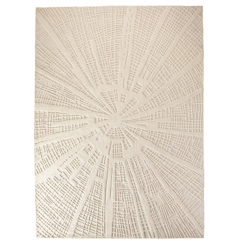 Enoch Abstract Ivory and Grey Hand-Tufted Wool Rug