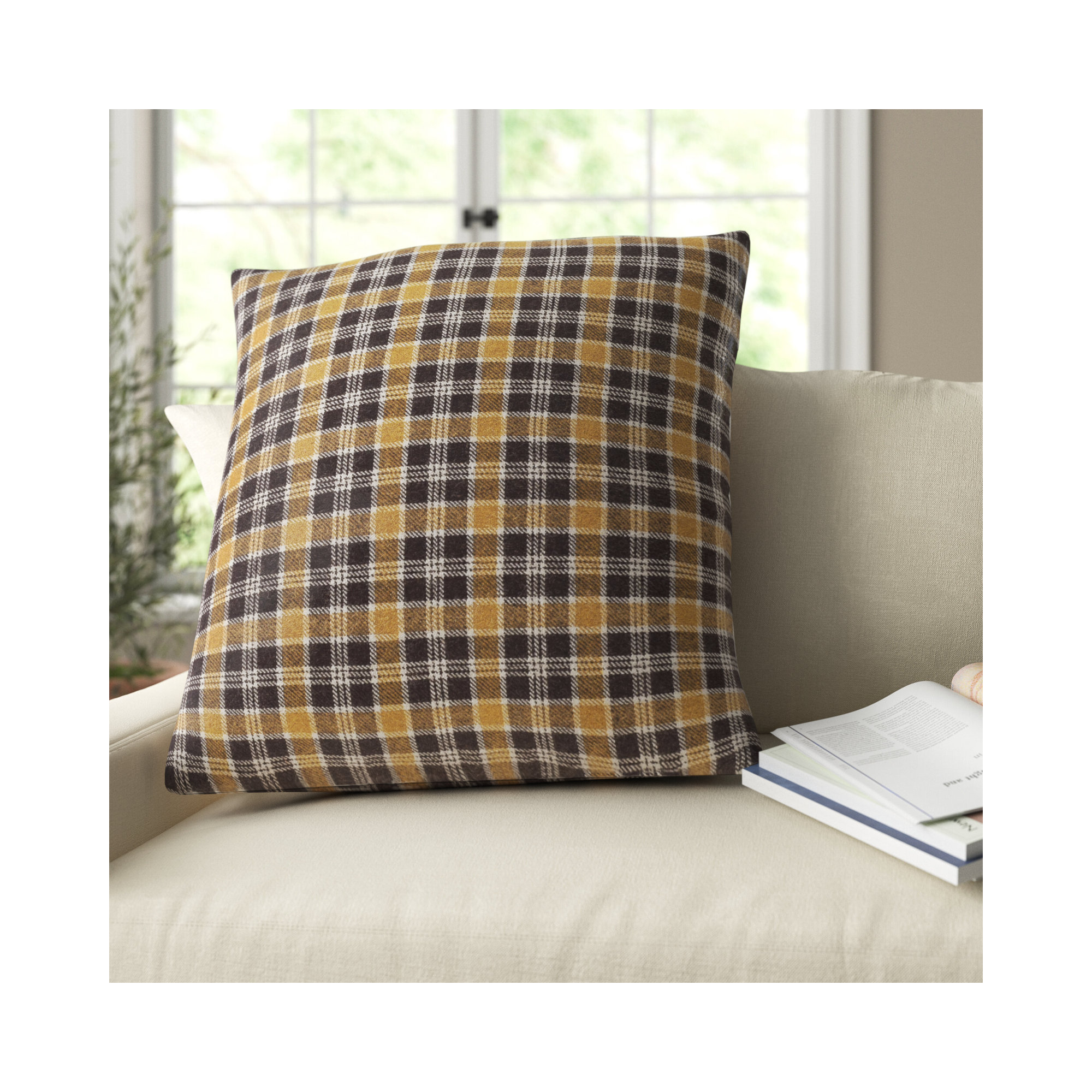 Waltman Plaid Throw Pillow, 18" x 18", No Fill