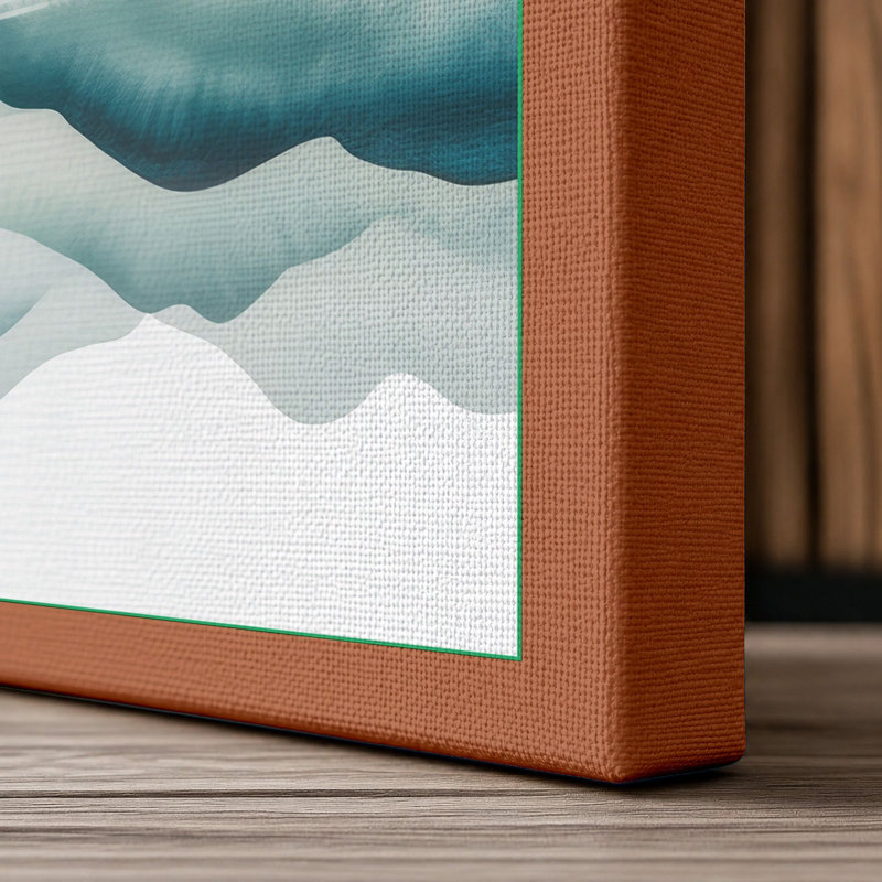 Mountains at Sunrise Scandinavian - Wrapped Canvas, 24x16 - 61.0 x 40.6 cm, Terracotta Border