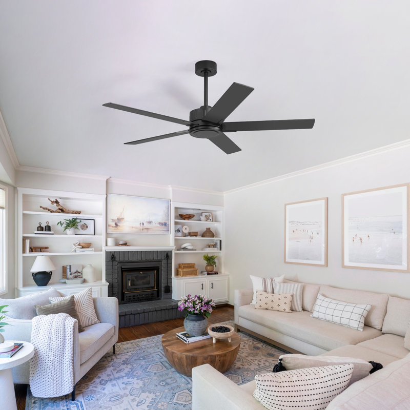 48"/56"/60" 6 - Blade Indoor Farmhouse Ceiling Fan with Lightless,Reversible DC Motor, 6-Speed Remote Control, 56" Wide, No