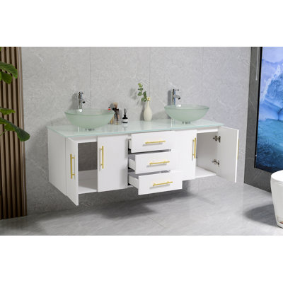 Ensemble de meuble-lavabo mural double