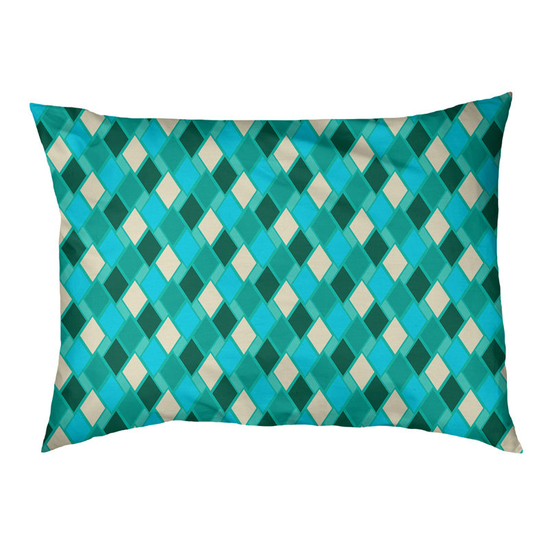 Coussin de diamants rétro Byrge, Moyen (L 29,5 po x P19,5 po x H 9,5 po), Vert / Sarcelle