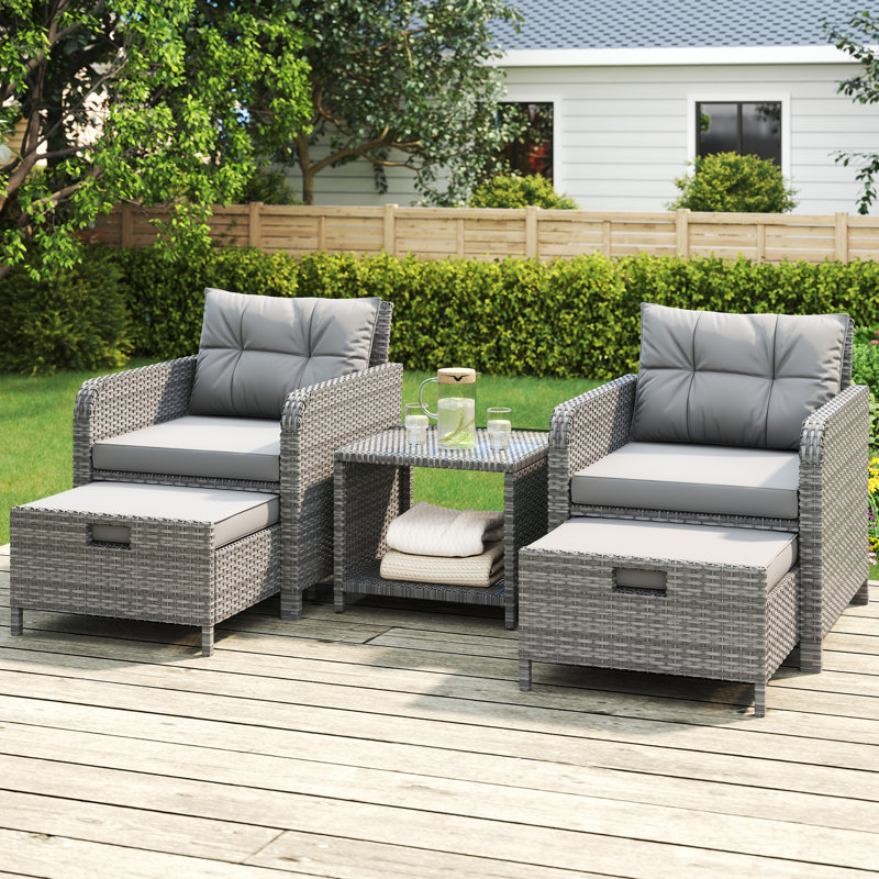 5-piece Patio Conversation Set, Gray Cushion/ Gray Frame