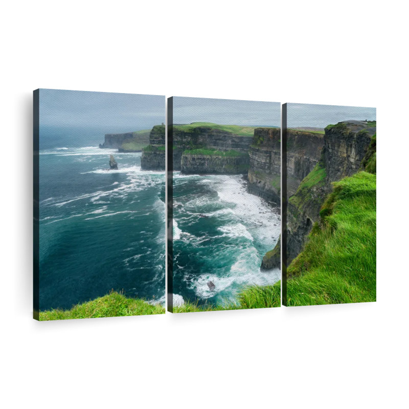 Windy Cliff Of Moher 3 pièces, H 24 po x l 38 po x P 1,25 po