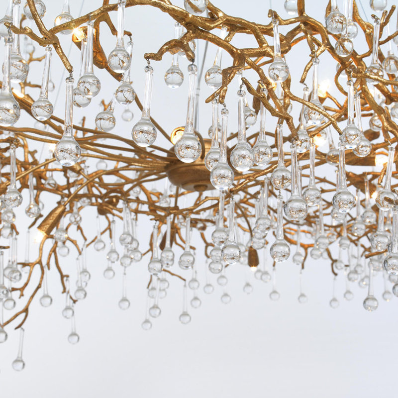 Lustre Light Bijout Branches, Or antique, H 24 po x l 18 po x P 30 po, Givré