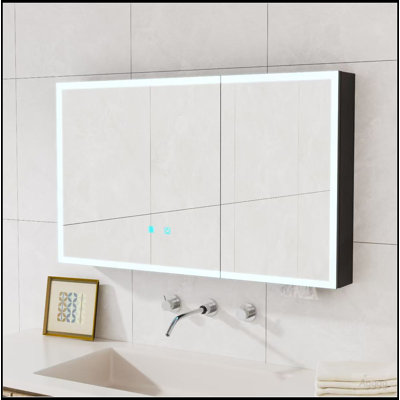 LED bathroom medicine cabinet with single-color white light,Anti-fogging ,Easy to install Aluminum cabinet.(39.37*23.62 Two Door)