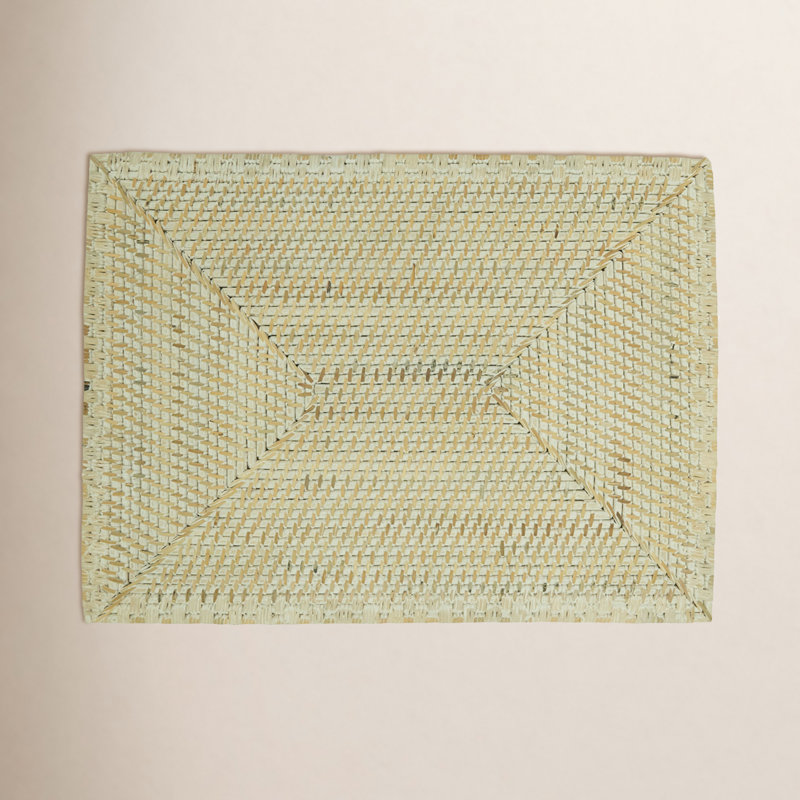 Avignon Collection Rattan No Pattern Rectangle Placemat, White