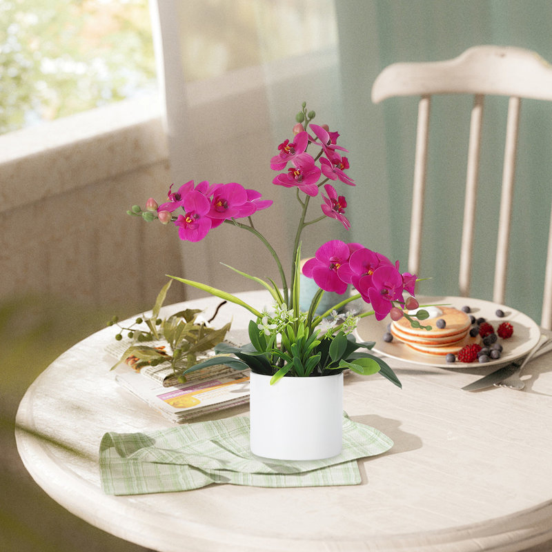 Fleurs artificielles artificielles avec vase pour centres de table, Violet