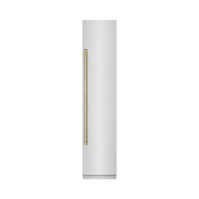 ZLINE Autograph Edition 18 in. 8.6 cu. ft. Right Hinge Column Freezer with Graphite Gray Interior and Champagne Bronze Accents