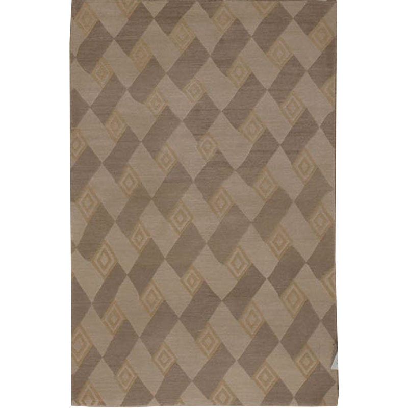Hand-Knotted High-Quality Tan and Taupe Area Rug