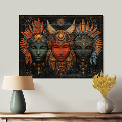 Mystic Legacy of Folk Religions I - Masque africain, art mural en bois 