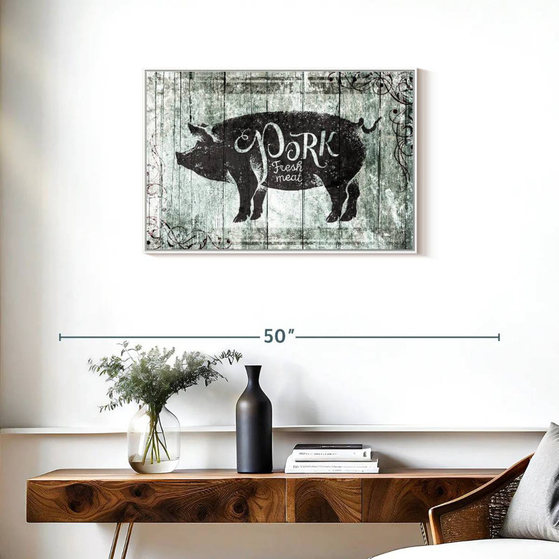 Plaque murale Fresh Pork, 31 po x 21 po, Cadre flottant blanc