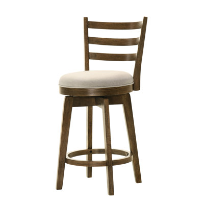Chaise pivotante de 20,5 po à dossier en noyer, assise rembourrée, profondeur de 37 po, largeur de siège de 15,75 po, hauteur de comptoir noyer, largeur de 23 po, 360 °