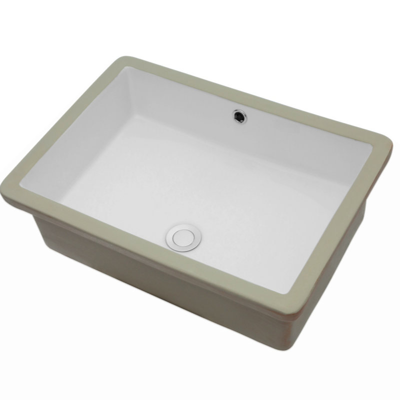 22"X15.5"  Ceramic Rectangular Undermount Bathroom Sink With Overflow