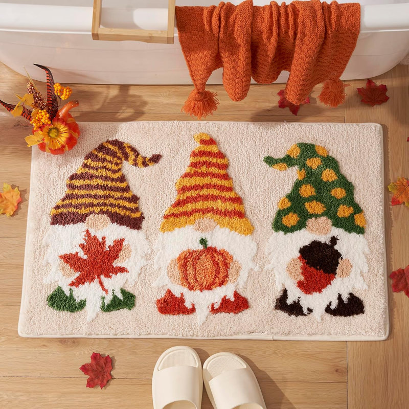 Lark Manor™ Fall Bathroom Decor Gnomes Rug | Wayfair